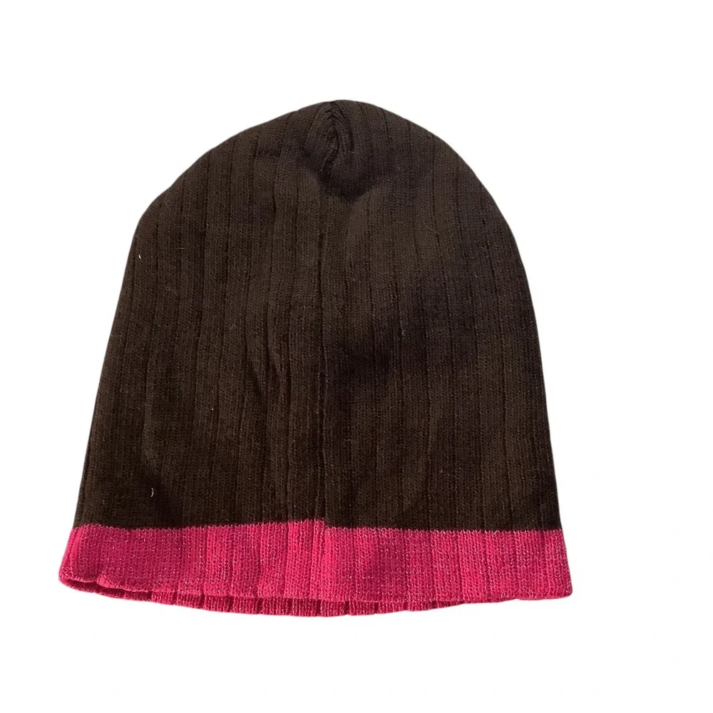 Toby Nyc Kids Beanie Hat Girls Brown Pink Heart‎ Wings Embroidered Size 4-10